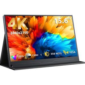 매직레이븐 4K 휴대용 모니터, 15.6인치 3840X2160 IPS 노트북 1500:1, 350니트 USB C HDMI 컴퓨터 게이밍 디스플레이(스피커 및 스마트 커버 포함), PC폰 PS5용 여행용 모니터 /4 XBOX 호환용 스위치