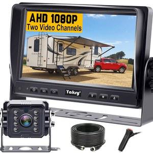 Yakry RV 백업 카메라 플러그 앤 플레이 - IR 나이트 비전 2 채널이 있는 7인치 HD 1080P 후방 트럭 트레일러 캠퍼 트랙터 Y14용 방수 후진