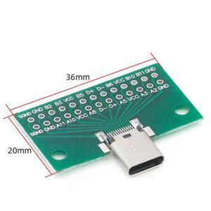 1pcs -C 수-암 USB 3.1  PCB 보드 어댑터 C 24 핀 2.54mm 커넥터 소켓  데이터 라인 와이어 케이블 전송