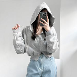 [낙낙후드/귀여운] 투웨이 크롭 후드집업 루즈핏 가오리핏 트레이닝 여리여리 데일리 캠퍼스룩 봄 가을까지