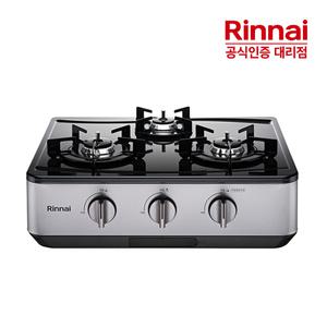 [전국설치] 린나이 3구 고화력 자동불꽃 스마트 조절 가스레인지 RT-6520I 러스틱 실버