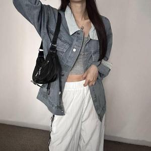 [오노마] ONM 여자 3컬러 박스핏 배색 코듀로이 카라 청 데님 자켓