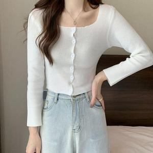[오노마] ONM 2컬러 슬림 가디건 간절기 스퀘어넥 크롭 여자