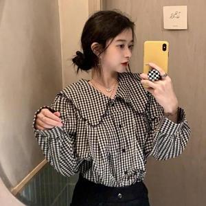 [오노마] ONM 여성 빅카라 셔츠 체크 루즈핏 블라우스 데일리 코디