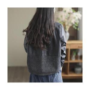 여성 러블리한 가죽 코트 집업 상의 PU봄가을 루즈핏 야구넥 솔리드 옷 긴팔 인기1