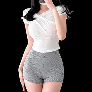 [옷자락]여성 스판 슬림핏 반바지 하운드투스 숏팬츠