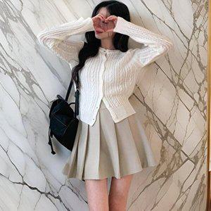 [옷자락]여성 심플 플리츠 밴딩 미니스커트
