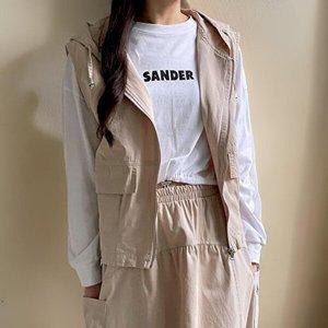 [옷자락]여자 박스핏 면 심플 핀턱 후드집업 조끼