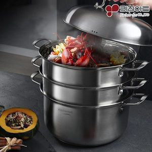 키친아트 스텐 찜기 인덕션겸용 3단 대형 찜솥 찜냄비