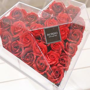 B22 하트 장미 플라워박스 레드 생일 기념일 비누꽃