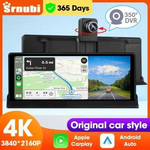 차량용 DVR 4K 카메라 무선 카플레이, 안드로이드 자동 화면 대시 캠, 듀얼 렌즈 비디오 녹음기, GPS 네비