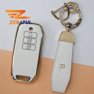차키케이스 7 버튼 TPU 골드 에지 키 셸 체인 링 기아 쏘렌토 MQ4 EV6 K8 v6 자동차 원격 케이스 커버