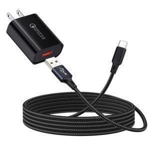 오라 링 4/3 및 삼성 갤럭시 링용 충전기 - USB C 나일론 땋은 충전 케이블이 있는 18W 고속 벽 충전기, 길