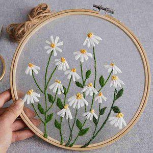 [기타]프랑스자수 자수틀 DIY 공예 패키지 망초꽃 십자수 입체자수