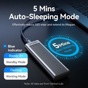 Vention M2 SSD 케이스 NVMe SATA 인클로저 어댑터 10Gbps USB 3.1 Gen2 C 외부 및 키를 지원합니다.