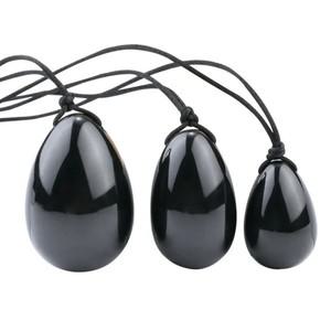 흑요석 Yoni 계란 Kegel 운동 천연 옥 마사지 공 질 강화 근육 크리스탈 스톤