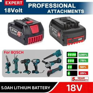 BOSCH 18V 5.0Ah 고성능 리튬 이온 배터리 GBA 18v 4.0/6.0 Ah Professional GSR GSB BAT609 충전식
