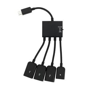핫4 포트 마이크로 USB Type-c 전원 OTG 익스텐더 허브 케이블 블랙 안드로이드 태블릿 스마트 폰 U 디스크