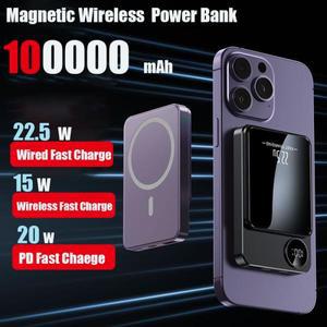 100000 마그네틱 초고속 충전을 위한 mAh Macsafe 보조베터리 Samsung Huawei Xiaomi용 Qi 무선 충전기