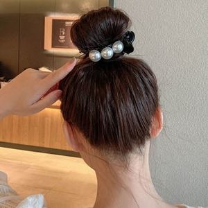 여자 예쁜 헤어 집게 삔 진주 포인트 머리 핀 블랙