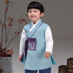 QT549-하늘파랑 남아 아동한복