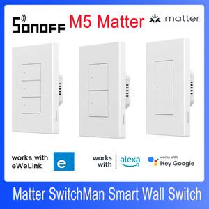 SONOFF M5 Matter SwitchMan 스마트 벽 스위치 eWeLink 원격 제어를 지원합니다. Apple Home Alexa 구글 Alice와 함께 작동합니다.