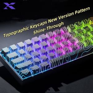 XVX Topographic Keycaps 새 버전 패턴 Shine Through OEM 프로필 IMD Tech 세트 측면 인쇄 61/118 키