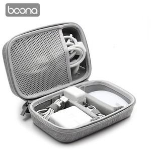 BOONA 헤드폰 데이터 케이블 보관 가방 시스템 키트 케이스 USB 이어폰 와이어 펜 보조베터리 디지털 가제