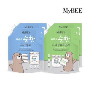마이비 피부에순한 유아세제(1.5L) 2개+유연제_향선택(2.1L)2개