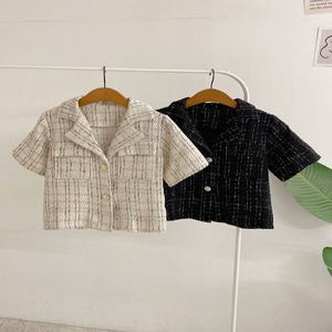 듈리 카라 체크 포켓 반팔 트위드 자켓(2color)