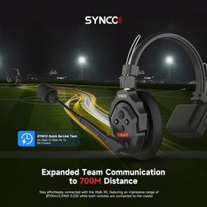 Synco Xtalk 2.4G 전이중 싱글 이어 원격 헤드셋 영화 및 TV 촬영 팀 스튜디오용 무선 인터콤 시스템