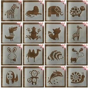벽화 도안 스텐실 동물원 호랑이 코끼리 스타일 장식 스크랩북 그림 DIY 색소 템플릿