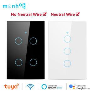 스마트스위치 전등스위치 전기 무선 자동 IOT Wifi Tuya 스마트 벽 터치 스위치 중성선 필요 없음 라이프
