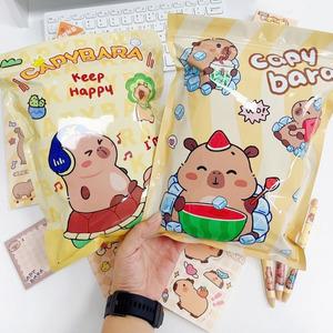 카피바라 문구 세트 연필 지우개 만화 문구 블라인드 가방 선물 팩 학생 상품 신나는 카피바라 학용품