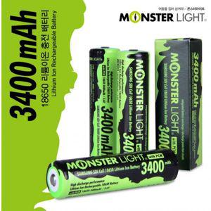 몬스터라이트 18650 리튬이온 배터리 (3400mAh) (18650/3.6V/3400mAh/69x18.5mm 1개)