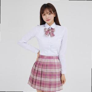 교복몰 라즈베리 체크 스커트 리본타이 세트 교복