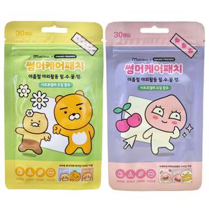 야외 실내 24시간사용 디자인10종 썸머케어패치 모기패치 라이언춘식이 30매입 + 어피치카카오프렌즈 30매입