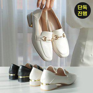 [바닐라슈] 포드린 메탈장식 골드프레임 탄력창 로퍼슈즈(3cm)