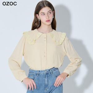 [오조크(OZOC)] 더블 프릴 카라 블라우스 (택가격: 74000원)