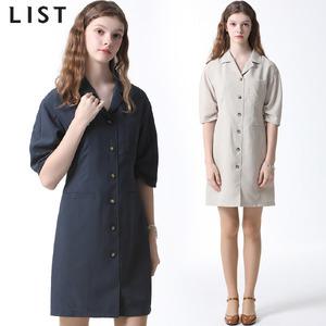 [리스트(LIST)] 셔링 슬리브 버튼 원피스 (택가격: 268000원)
