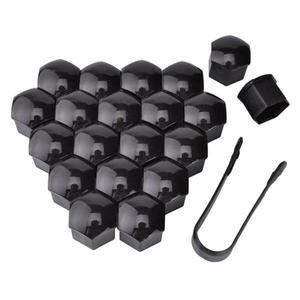 F1CF 20Pcs 17mm 블랙 휠 너트 볼트 커버 캡 유니버설 세트 대부분의 자동차에 적합