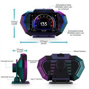 OBD + GPS 듀얼 시스템 Hud Obd2 게이지 다기능 온보드 컴퓨터 과속 온도 전압 알람 HUD 헤드업