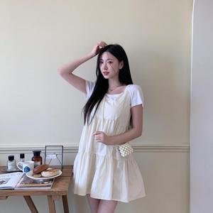 여자 여름 러블리 캉캉 플레어 나일론 끈나시 원피스
