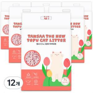 탐사 더 뉴 고양이 압축 두부모래, 7L, 복숭아향, 12개 one option
