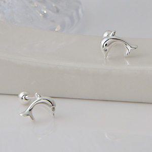 [메리그린] 925 SILVER 실버 돌고래 피어싱 한쌍세트
