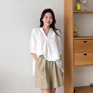 [신세계라이브쇼핑][샵앤] 데일리 여성 와이드 면 100 밴딩치마 반바지 AMI-WPT-3357-베이지