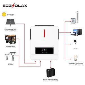 ECGSOLAX 하이브리드 태양광 인버터, MPPT 태양광 컨트롤러 내장, 24VDC 오프 그리드 인버터 충전기, 순수