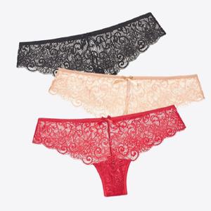 여자 망사티팬티 레이스티팬티 3p 블랙 스킨 레드