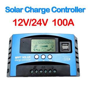 툴앤툴 태양광 충전 컨트롤러, MPPT 30A 50A 80A 100A LCD 디스플레이, 12V 24V 자동 듀얼 USB 태양광 충전 및 방전 컨트롤러