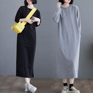 [하프클럽/셀러허브_여성트랜드패션]무지 긴팔 긴팔원피스 맨투맨 양쪽 포인트